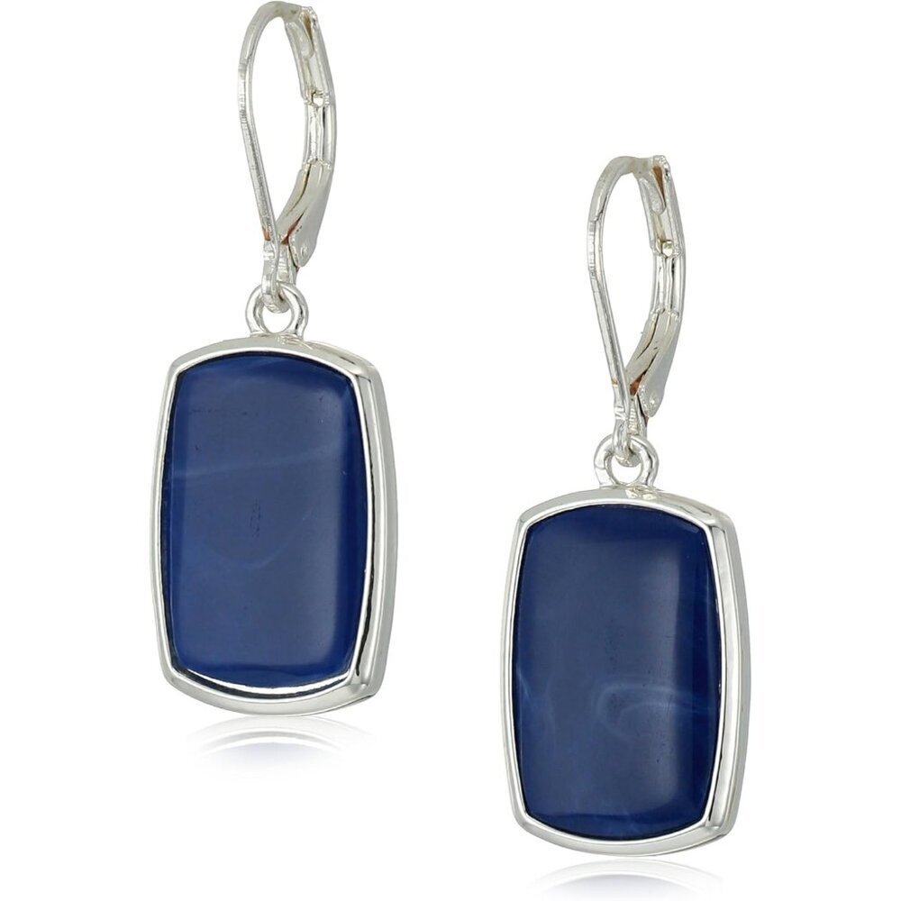 Women's Silver Tone Drop Earrings Denim Teardrop Jewelry Accessories